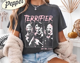 Terrifier Art The Clown Shirt, Horror Movie T-Shirt, Scary Clown Tee, Horror Fan Gift Unisex, Scary Horror Clown T-Shirt, Comfort Colors