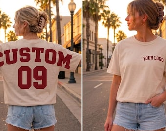 Camiseta extragrande con texto personalizado del nombre del equipo, sudadera de hombro a hombro, sudadera con capucha con el número del día del partido, camiseta de la mascota, camiseta con el espíritu escolar.