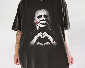Comfort Colors® Michael Myers Shirt, Scary Horror Shirt, Creepy Heart Hands Tee, Spooky Slasher Fan Gift Unisex, Halloween Horror Movie