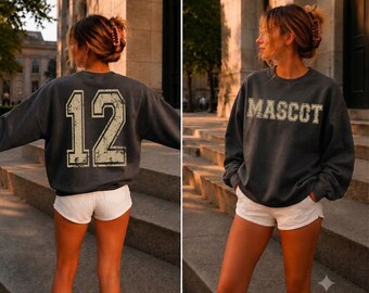 Camiseta personalizada con mascota y número para deportes, camiseta con letras grandes para equipos deportivos universitarios, camiseta personalizada de fútbol americano para equipos, regalo para el día del partido.