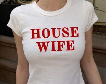 House Wife Baby Tee, Hot Girls Like House Music Crop Top, Hot Wife Summer Baby Tee, Trendy Summer Shirt, Music Festival Outfit