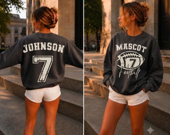 Sudadera y sudadera con capucha de fútbol personalizadas, suéter con nombre y número de mascota personalizados, sudadera de cuello redondo para la temporada de fútbol.