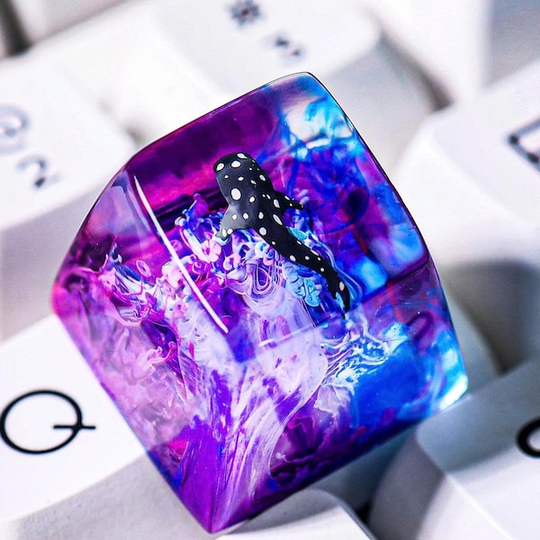 Lila und Blau Walhai Artisan Tastenkappe, handgemachte Harz Tastenkappe für mechanische Tastatur, Ozean Thema Tastenkappe, Geschenk für Ihn