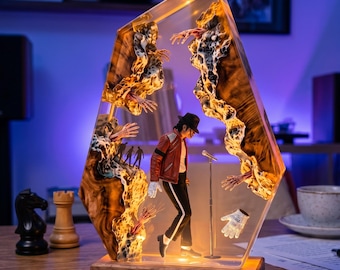 Die Eternal Moonwalk Lampe, Michael Jackson Resin Lampe, MJ Nachtlicht, King of Pop Nachtlampe, handgemachte MJ Epoxy Lampe, Vatertagsgeschenk Idee