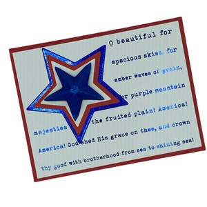 Carte patriotique, carte rouge, blanche et bleue, carte des États-Unis, carte militaire, carte patriotique faite main, carte du 4 juillet, Amérique, patriotique, étoiles
