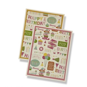 Birthday Card Set, Set of 6, Birthday Card Set for Girls, Women&#39;s Birthday Card Set, Birthday Cards, Birthday Cards for Her, Kids Birthday