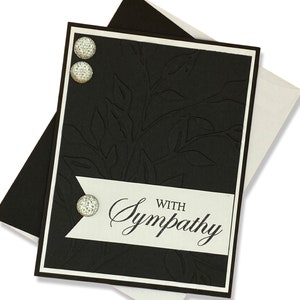Carte de sympathie en relief noire, carte de sympathie, carte de sympathie faite main, carte de sympathie avec des fleurs, carte de sympathie mort, carte de sympathie noire