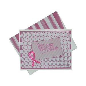 Cartão pensando em você, cartão de câncer de mama, cartão pensando em você sobre câncer, cartão em branco, cartão rosa sobre câncer, cartão de incentivo, cartão de fita rosa
