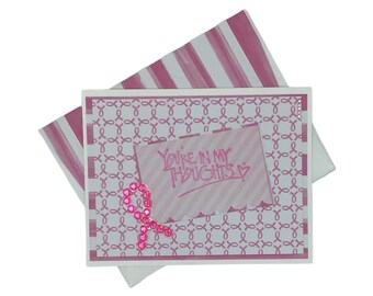Thinking of You Card, Handmade Breast Cancer Awareness Card