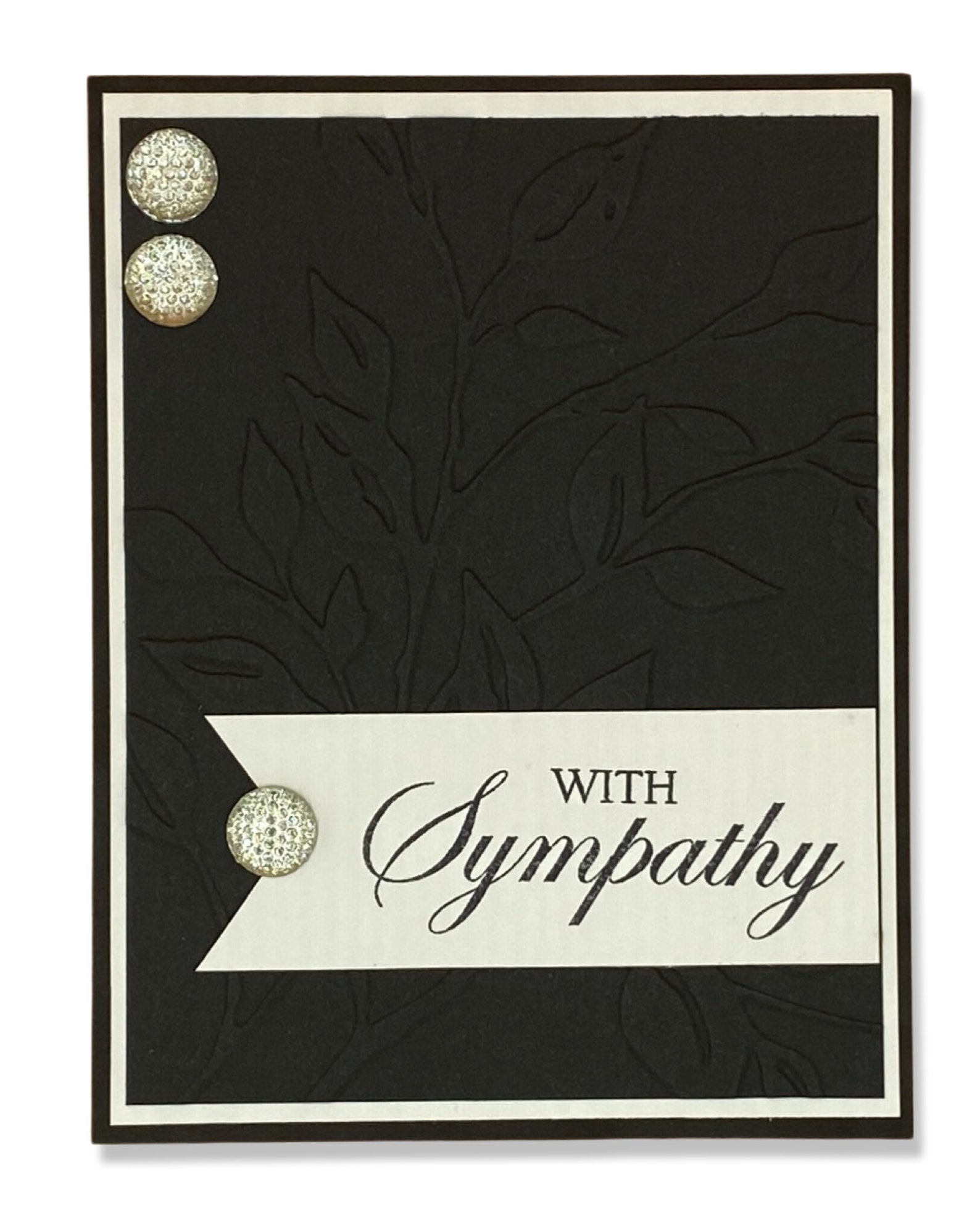 Black Embossed Sympathy Card, Sympathy Card, Handmade Sympathy Card