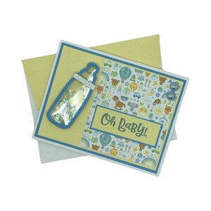 Carte de naissance, carte de shower de bébé garçon, carte de baby shower, félicitations fille, biberon, carte shaker, félicitations de bébé, future maman