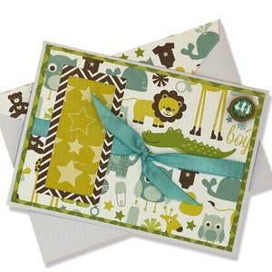 Carte de félicitations de bébé, carte de bébé garçon, carte de bienvenue de bébé garçon, félicitations pour nouveau-né garçon, carte de baby shower garçon, carte animaux de bébé garçon