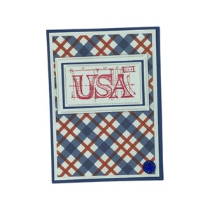Carte patriotique, carte rouge, blanche et bleue, carte des États-Unis, carte du 4 juillet, carte du Memorial Day, carte militaire, carte patriotique faite main, carte du jour du drapeau