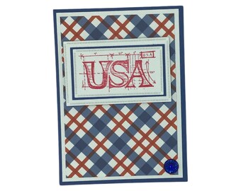 Handmade Patriotic Card: Red White Blue USA Design