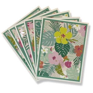 Tropical Cards, Tropical Floral Cards, Blank Note Card Set, Stationery Set, Note Cards, Set of 6 Note Cards, Blank Cards, Stationery, Floral