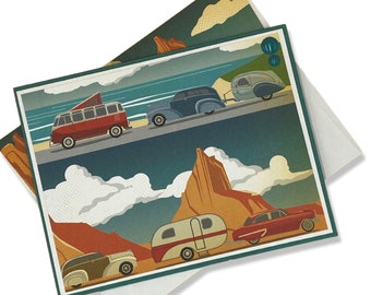 Retirement Congratulations Card, Retro Cars