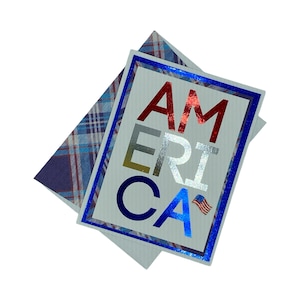 Carte patriotique, carte Amérique, carte Etats-Unis, carte rouge, blanc et bleu, carte militaire, carte patriotique faite main, drapeau américain, carte 4 juillet