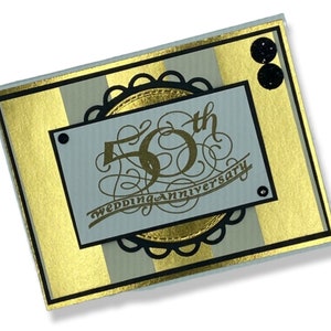 Tarjeta de aniversario de boda 50, tarjeta de aniversario de oro, tarjeta de aniversario hecha a mano, aniversario, 50, aniversario de oro, aniversario de boda