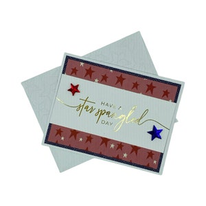 Patriottische kaart, rood-witte en blauwe kaart, kaart van de VS, militaire kaart, handgemaakte patriottische kaart, Star Spangled Day, Amerika, VS, sterren