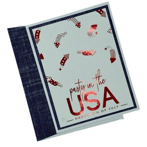 Carte du 4 juillet, carte du 4 juillet, carte patriotique, carte rouge, blanc et bleu, carte des États-Unis, carte militaire, carte patriotique faite main, feux d'artifice