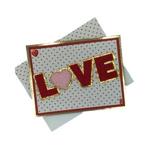 Liefdeskaart, jubileumkaart voor echtgenoot, jubileumkaart, kaart voor echtgenoot, kaart voor vriendin, liefde, harten, patch, roze, rood