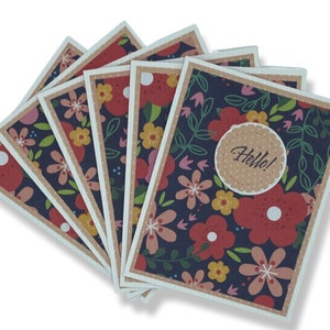 Hallo Karten, leere Karten für alle Gelegenheiten, Grußkarten-Set, leere Grußkarten, Briefpapier, 6er-Set, Geschenk für Gastgeberin, Florales Grußkarten-Set