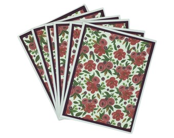 Juego de tarjetas florales en blanco, papelería, juego de 6