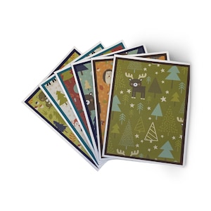 Jeu de cartes nature, animaux de la forêt, jeu de cartes animal, cartes baby shower, lot de 6 cartes, papeterie, ours, cerf, renard, mouffette