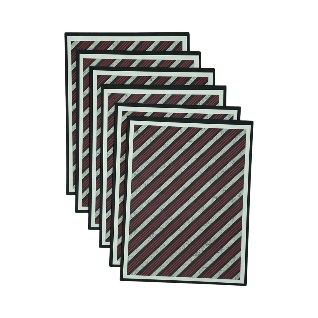 Red Black and White Striped Blank Note Cards, Set of 6, Stationery - Etsy