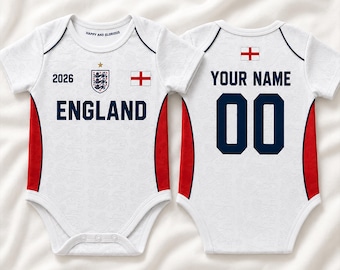 Body personalizado da Inglaterra para bebê, conjunto de futebol infantil com nome e número personalizados, camisa da Inglaterra para bebê