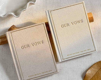 Libretti per le promesse nuziali, set di 2 libretti personalizzati in lino, libretti per le promesse, libretto per le promesse con rilievo, libretti per le promesse di lusso, regalo romantico per la cerimonia.