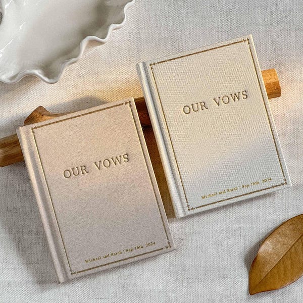 Wedding Vow Books, Custom linen vow books set of 2, Vow Booklets, Embossed Vow Book, Luxury Vow Books, Romantic Ceremony Gift