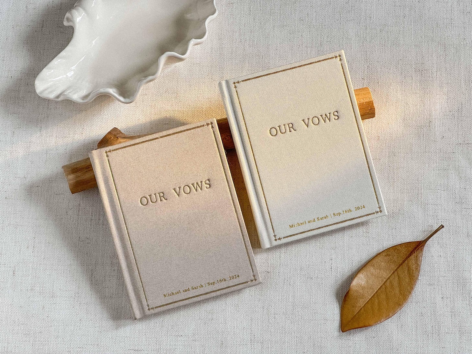 Wedding Vow Books, Custom linen vow books set of 2, Vow Booklets, Embossed Vow Book, Luxury Vow Books, Romantic Ceremony Gift