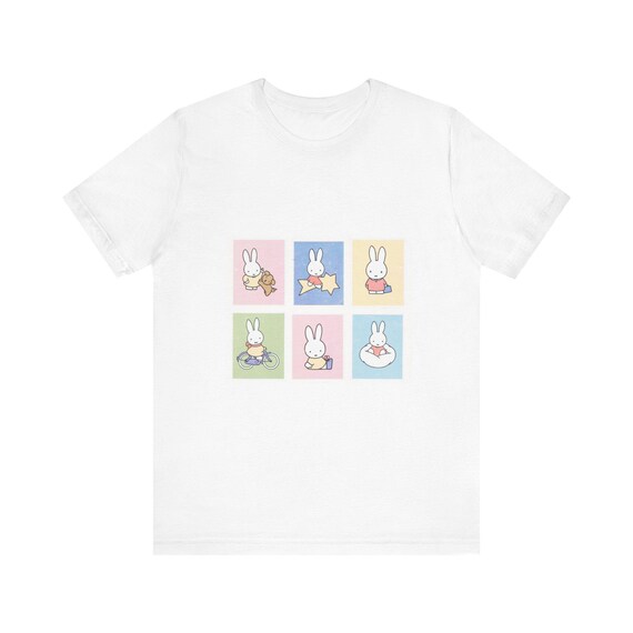 Miffy short sleeve shirt, cute bunny t-shirt, short sleeve with colours, kawaii shirt, cute shirt with a bunny, gift for a friend