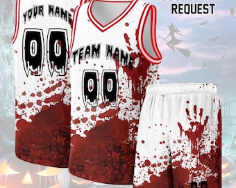 Custom Bloody Zombie Basketball Jersey and Shorts: Halloween Horror Costume