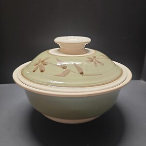 Stone Soldier Pottery Mongolian Hot Pot Green Lidded Round W/ Center Dome - P3