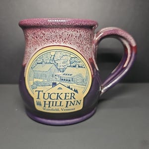 Deneen Pottery "Tucker Hill Inn" Waitsfield VT Mug Hand Thrown Plum-USA-2015-D1