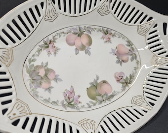 Vintage Schumann Arzberg Bavaria Reticulated Oval Serving Bowl - Porcelain 1930's-1960's
