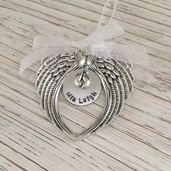 Angel Wing Remembrance Ornament, Hand Stamped Sympathy Gift, Pregnancy and Infant Loss, Miscarriage & Baby Loss, Memorial Gifts, Bereavement