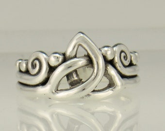 Sterling Silver Celtic Knot Ring, Handmade One of a Kind Artisan Ring Made in the USA with Free Domestic Shipping, Size 8.