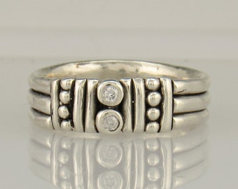 Sterling Silver Diamond Men's Band- Handmade One of a Kind Artisan Ring Made in the USA with Free Shipping