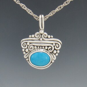 Sterling Silver 11x16 Turquoise Pendant with 18&quot; Chain,  Handmade One of a Kind Artisan Jewelry Made in the USA with Free Domestic Shipping!