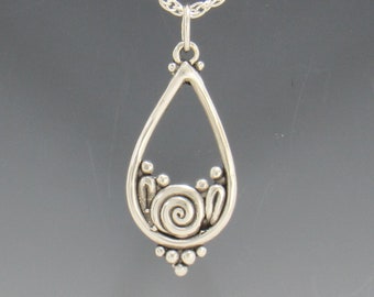 Sterling Silver Unique Pendant, has 18" Sterling Silver Chain, Handmade One of a Kind Artisan Jewelry Made in the USA with Free Shipping!