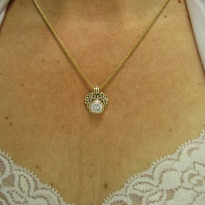 14k Yellow Gold Pendant with 10 mm Cushion Cut Moissanite, 4.20 ct. 18 Gold Chain One of a Kind Pendant Made in the USA, Free Shipping. image 8