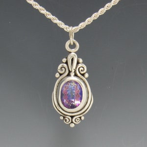 Sterling Silver Pink Topaz Pendant with 18&quot; SS Chain, Handmade One of a Kind Artisan Jewelry Made in the USA with Free Domestic Shipping!