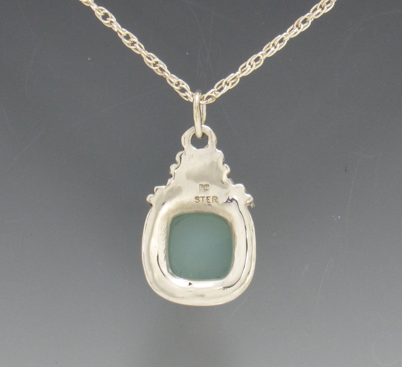 Sterling Silver 12 mm Blue Chalcedony Pendant Handmade One of a Kind Artisan Pendant Made in the USA with Free Shipping. image 2