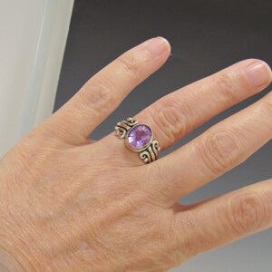 Sterling Silver 10x8 mm Amethyst Ring Size 8 3/4, Handmade One of a Kind Artisan Ring Made in USA with Free Domestic Shipping image 7