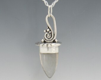 Sterling Silver Rutilated Quartz Bullet Pendant with 20" SS Chain,Handmade One of a Kind Artisan Pendant made in the USA with Free Shipping!