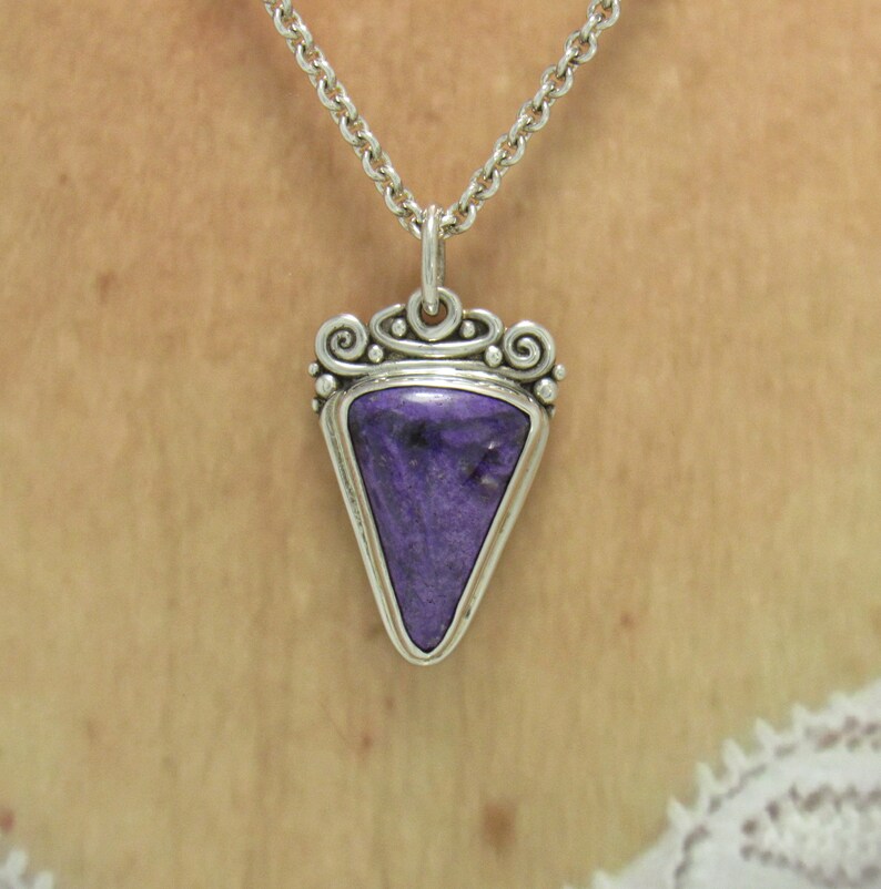 Sterling Silver 25x18 Sugilite Pendant with 20" Chain, Handmade One of a Kind Artisan Jewelry Made in the USA with Free Domestic Shipping! image 6