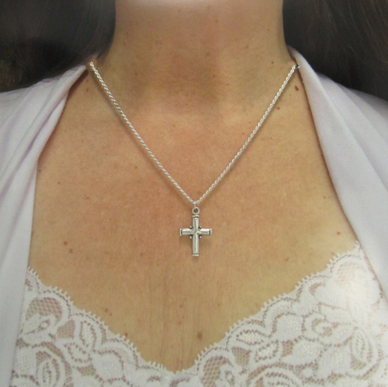 Plain Sterling Silver Cross with 18 Chain, Handmade One-of-a-Kind Artisan Cross Made in the USA with Free Domestic Shipping. image 3